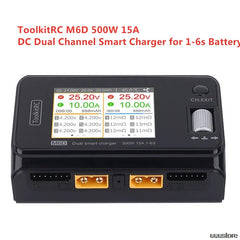 ToolkitRC M6D V3 500W 15A DC Dual Channel MINI Smart Charger Discharger For 1-6S Lipo Battery FPV Model Spare Part Replace M8