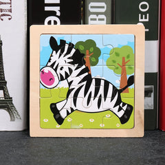 Hot Sale 11X11CM Kids Wooden Puzzle Baby Cartoon Animal Traffic Tangram Wood Puzzle Educational Jigsaw Toys For Children Gifts