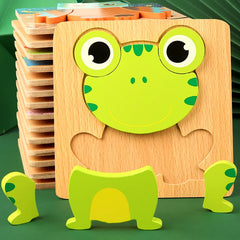 High Quality 3D Wooden Puzzle Baby Cartoon Animal Traffic Jigsaw Early Learning Cognition Game Puzzle Toys for Children