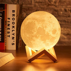 3 Color Rechargeable 3D Print Moon Lamp Touch Moon Lamp LED Night Light Children's Night Lamp Bedroom Decoration Birthday Gifts