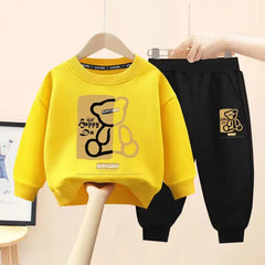 Conjunto de Outono para Crianças: Sweatshirt com Estampa de Urso + Calças