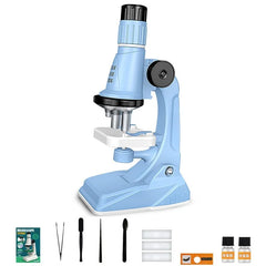 Kit de microscopio para niños 200x 600x 1200x, juguete de tallo de ciencia biológica, microscopio educativo de bolsillo para escuela y hogar con luz LED