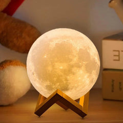 3 Color Rechargeable 3D Print Moon Lamp Touch Moon Lamp LED Night Light Children's Night Lamp Bedroom Decoration Birthday Gifts