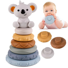 Baby Montessori Sensory Intellectual Development Set, Developing Fine Motor Skills,  Koala Stacking Tower Learning Toys