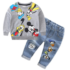 Conjunto Infantil de Outono Disney: Roupa Esportiva Mickey Mouse para Meninos de 2 a 6 Anos