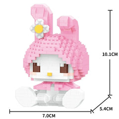 KEEPPLEY Sanrio Anime Hello Kitty My Melody Cinnamoroll Pompompurin Kuromi bloques de construcción niña chico regalo de Navidad de vacaciones