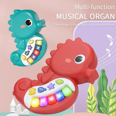 Baby Music Seahorse Toys.Toddler Electronic Learning Sensory Toy, Musical Piano Keyboard Lights Sounds.Infant Birthday Gift