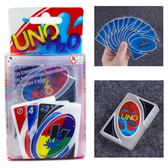 Nuevo juego de cartas UNO H2O transparente impermeable a prueba de presión plástico PVC transparente juguetes para niños juegos de mesa para cartas regalos de cumpleaños