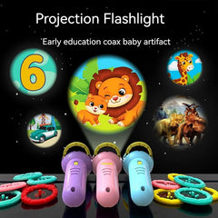 Flashlight Projector Torch Lamp Toy Early Education Cognition Before Bedtime Story Book Puzzle Toys Sleeping Story Book