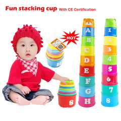 9PCS/Set Funny Stacking Cups Toys Baby Rainbow Cups Stacking Tower Kids Early Educational Toy Boys and Girls Learning Toys Gifts