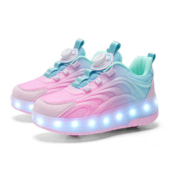 Patines de dos ruedas con luz Led para niños, zapatillas deportivas brillantes para niños y niñas, zapatillas luminosas, monopatín con carga USB