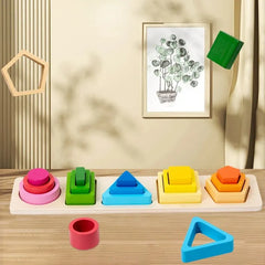 Juguetes de madera Montessori para niños, juguetes apilables de clasificación de madera para bebés pequeños, clasificador de colores de forma educativa, regalos para niños preescolares