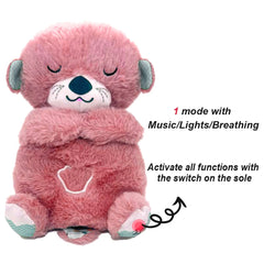 Breathing Bear Baby Soothing Otter Plush Doll Toy Baby Kids Soothing Music Baby Sleeping Companion Sound and Light Doll Toy Gift