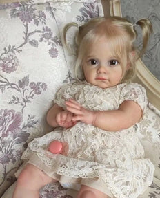 60CM Maggie Handmade High Quality Soft Vinyl Silicone Reborn Toddler Detailed Lifelike Hand-rooted hair Collectible Art Doll