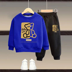 Conjunto de Outono para Crianças: Sweatshirt com Estampa de Urso + Calças