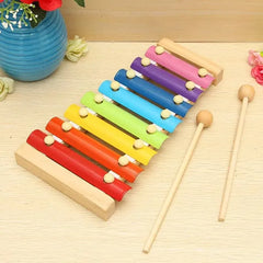 Xilófono Multicolor de madera de 8 tonos, instrumentos musicales de juguete de madera para bebés y niños, accesorios de juguetes de instrumentos musicales de madera