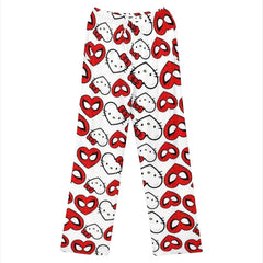 Hello Kitty Spider-Man pijama de anime Pantalones Y2K pantalones sueltos de dibujos animados Ropa familiar Pantalones de pareja Regalo de niña