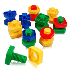 Juego de 5 bloques de construcción de tornillos, bloques de inserción de plástico, juguetes con forma de tuerca para niños, juguetes educativos, modelos a escala Montessori, regalo