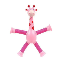 Children Christmas Suction Cup Toys Pop Tubes Stress Relief Telescopic Giraffe Montessori Educational Learning Toy Kids Gift