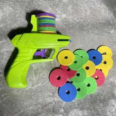 Juego al aire libre para niños, pistola de disco de espuma, juguete, disco volador, lanzador, pistola doble, juguete interactivo para padres e hijos