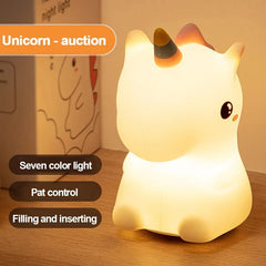 Luminária de Silicone LED Unicórnio para Crianças - Recarga USB, Toque Sensível, Decoração de Quarto Infantil