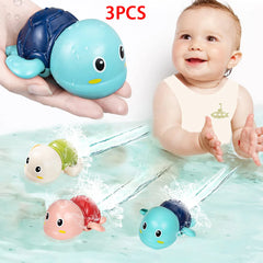 3PCS Baby Bath Toys Water Chain Clockwork Bathing Cute Swimming Turtle Toy Toddler Pool Beach Classic Toy For Kids Water Playing