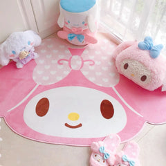 Tapete Sanrio My Melody 100x150CM, Estilo Kawaii, Tapete de Pelúcia Macio para Quarto Infantil e Sala de Estar, Tapete de Piso para Meninas, Decoração de Porta