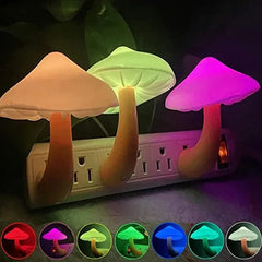 Mini LED Night Lights Mushroom Shape Automatic Sensor Bedroom Decor US Plug Wall Lamps for Kid Children's Room Bedside Lamp